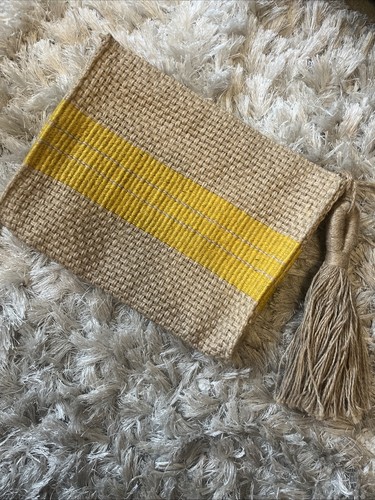 Large zara jute clutch bag - large,