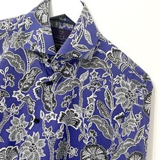 Hawes & Curtis London Shirt Size Medium M Long Sleeve Mens Purple White Slim Fit