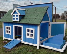 BARN CHICKEN COOP RUN  HOUSE POULTRY ARK HOME NEST BOX COOPS RABBIT HUTCH BLUE