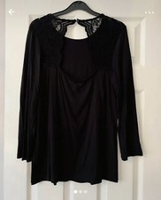 ladies black cut out lace back christmas partywear top size 14 George New