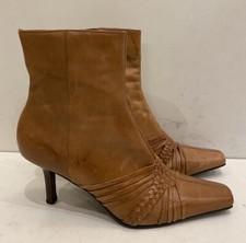 Barratts Tan Light Brown Leather Y2K Square Toe Ankle Boots Uk5 EU38 VGC