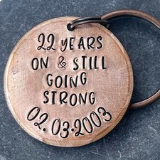 PERSONALISED 22 year 22nd Copper Wedding Anniversary Gift Husband Wife Keychain
