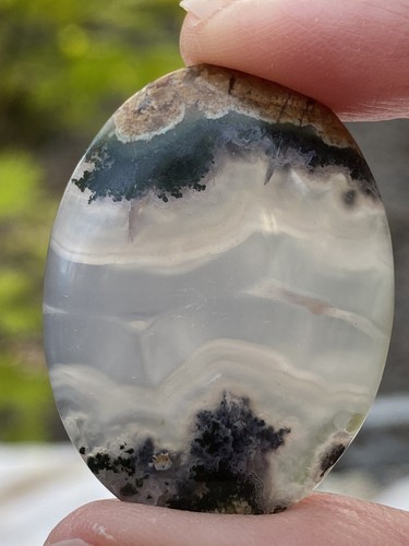 Moss agate cabochon oval - agate,