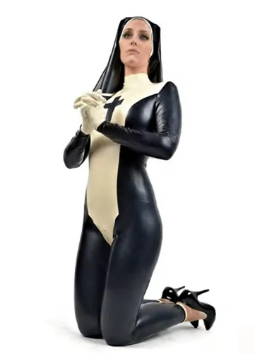 Womens latex rubber nun - rubber,