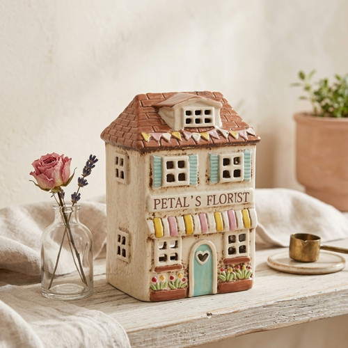 Village pottery tea light - village,