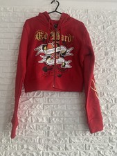 Ed Hardy zip up Hoodie red  Large Brand New