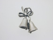 Silver Wedding Bells Charm Vintage With a Bow 2.3g