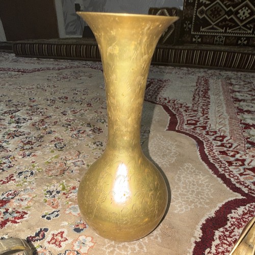 Engraved brass jug vase - engraved, with