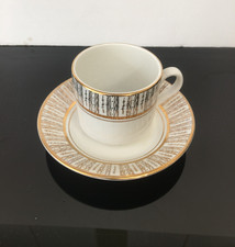 Vintage Arklow Ireland White China teacup and Saucer Gold Design