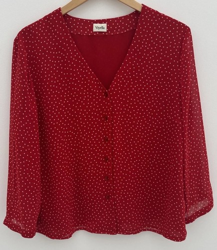 Viyella red chiffon polka - chiffon, dot