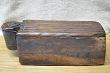 Vintage Antique Rustic Primitive Wooden Hand-carved 2  Part Spice Box Swivel Lid
