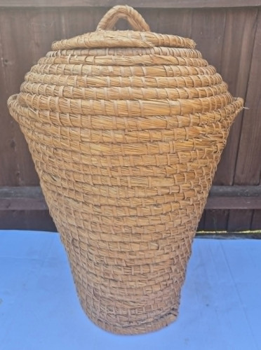 Vintage handwoven lidded - vintage,