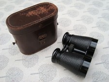 Vintage BRIAND PARIS Brass/Leather Wrapped Binoculars In Lined Leather Case
