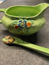 Green Crown Devon Cream Jug and Salad Server