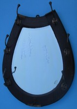 Antique Victorian/Edwardian Oak Horseshoe Distressed Glass Cloakroom Mirror