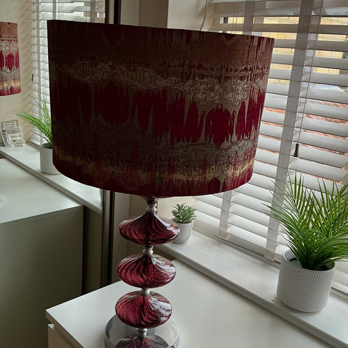 Red silver metallic table lamp - table,