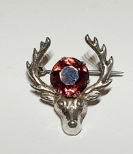 Vintage Ward Bros Edinburgh Silver Scottish Stag Head Brooch