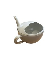 Vintage White Ceramic Invalid Feeder Cup, Porcelain with Handle, Antique Style