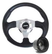 340mm Black Leather Steering