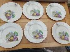 Six Vintage Dinner Plates With Crinoline Lady By Thomas Hughes And Son