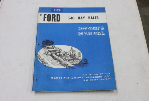 Owners manual for ford 540 - owners,