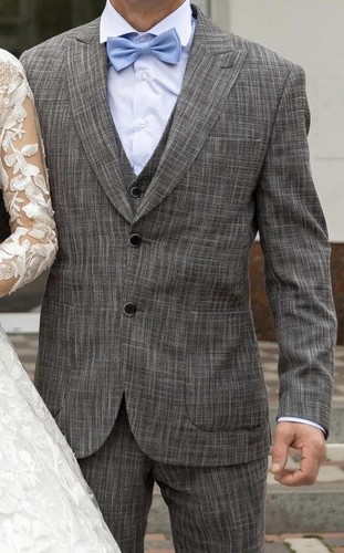 Mens suit grey wool - wool, 46