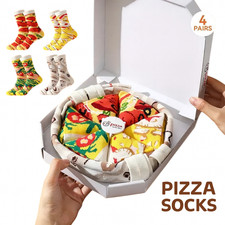 Pizza Socks Gift Box 4 Pairs Fun Novelty Food Design Colourful Men's Christmas