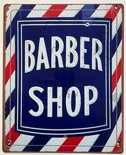 Aluminium Vintage Style Sign - Barber Shop traditional sign  10x8 inch [BARB1]