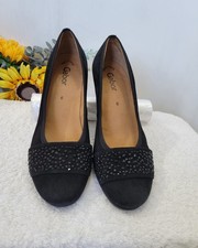 Gabor black suede court pumps - black,