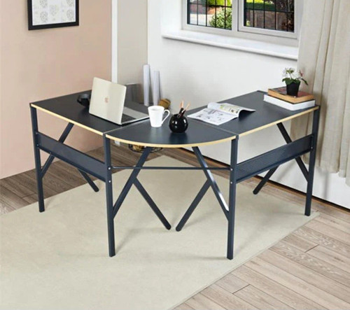 Black shaped corner computer - black, l-shaped