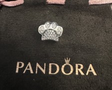 Pandora Sparking Pawprint Pet Dog Cat charm + Pouch