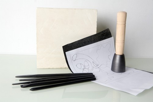 Stone carving oak leaf kit - stone,