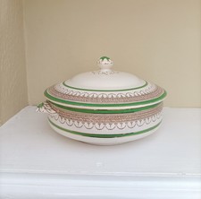 Losol Ware Keeling Claremont Green Gold Art Deco Tureen Lidded Bowl 