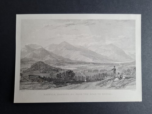 Antique 1833 print - -, keswick
