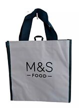 M&S Pastel Blue Shopping Bag Reusable Small Black Dual Handle Biomaster Treated