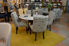 Dining Chairs Set of 4 PIMLICO Button Back Comfortable Chairs Silver Velvet