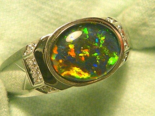 Mens opal ring sterling - mens, silver