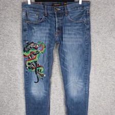 ED HARDY BLUE MEN'S JEANS W34