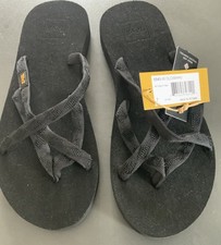 TEVA WOMENS SANDALS.NEW OLOWAHU FLIP FLOP BLACK SLIP ON STRAP VEGAN uk5