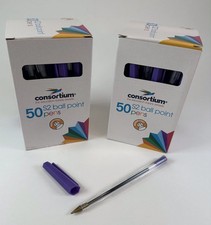 100 X Purple Biro Ballpoint