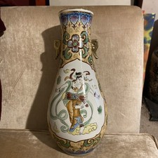 CHINESE Cantonese Famile vintage Tall figural oriental  vase dancing lady 14” 