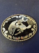 Cowboy Black Silvertone Broncho Belt Buckle