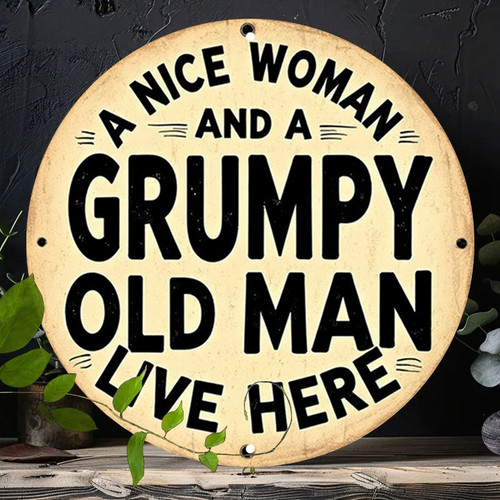 Grumpy old man - nice, woman