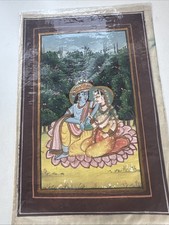 Vintage indian gouache silk - indian, on
