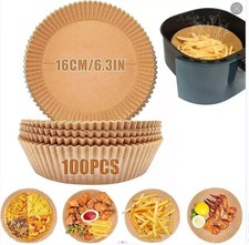 100pcs Air Fryer Disposable Non-Stick Baking Steamer Paper Liner Parchment Round