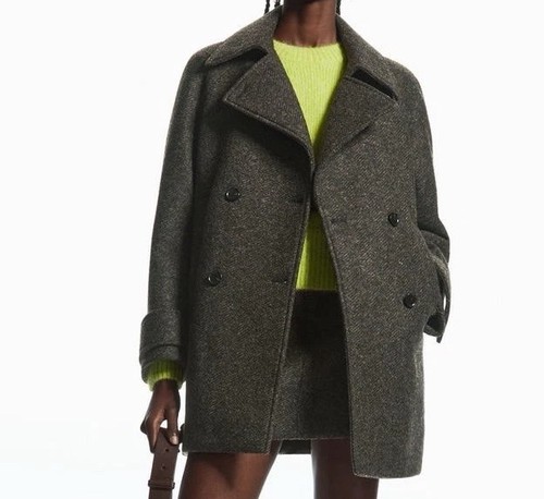 Cos herringbone pea coat - coat, wool
