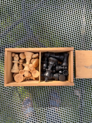 Vintage wooden chess set with - set,