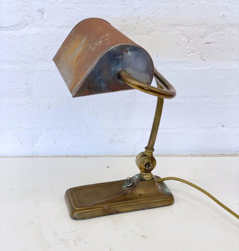 Vintage bankers lamp brass - brass, art