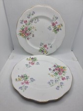 Queen Anne Old Country Spray Salad / Dessert Plates X2 8" 0949