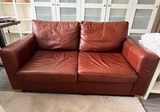 Leather Settee Brown With Fold
